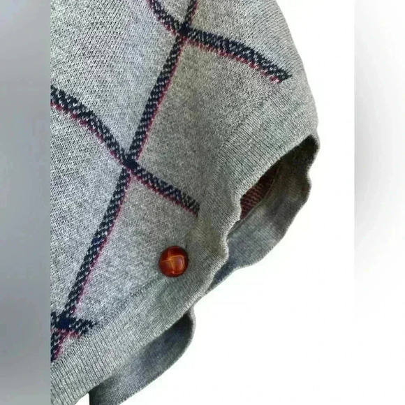 Hope & Henry women’s Cable Sweater Cape Gray Plaid sz small 100% cotton preloved - Picture 5 of 8